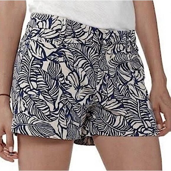 Patagonia Womens All-Wear 4" Tropical leaf print Shorts‎ size 6 blue/white j2 - Picture 1 of 6